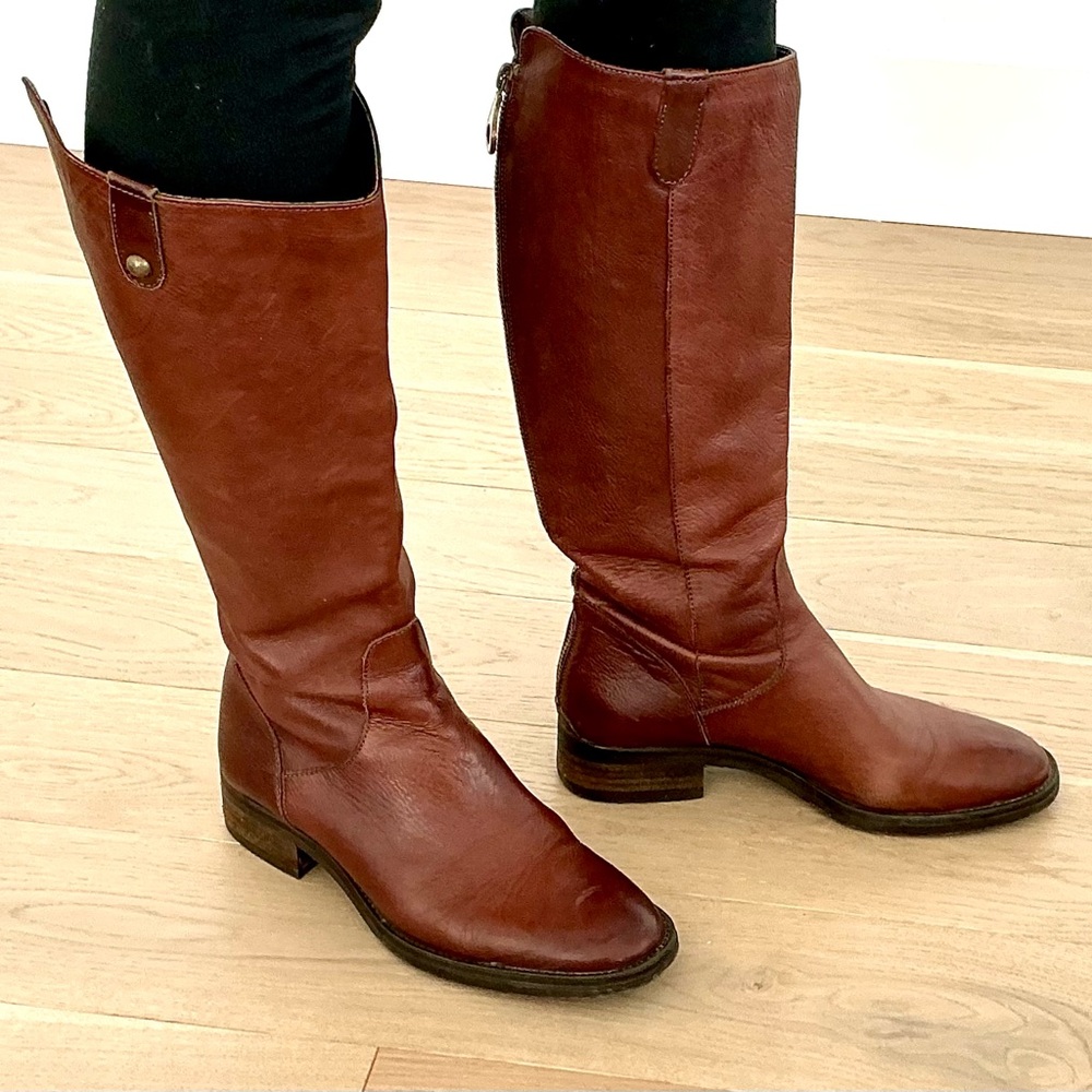 Brown Leather Knee-High Boots